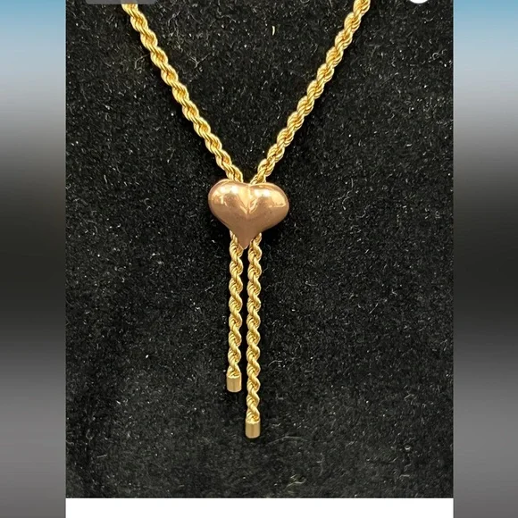 10K Gold BOLERO HEART Rope Necklace - Picture 2 of 4